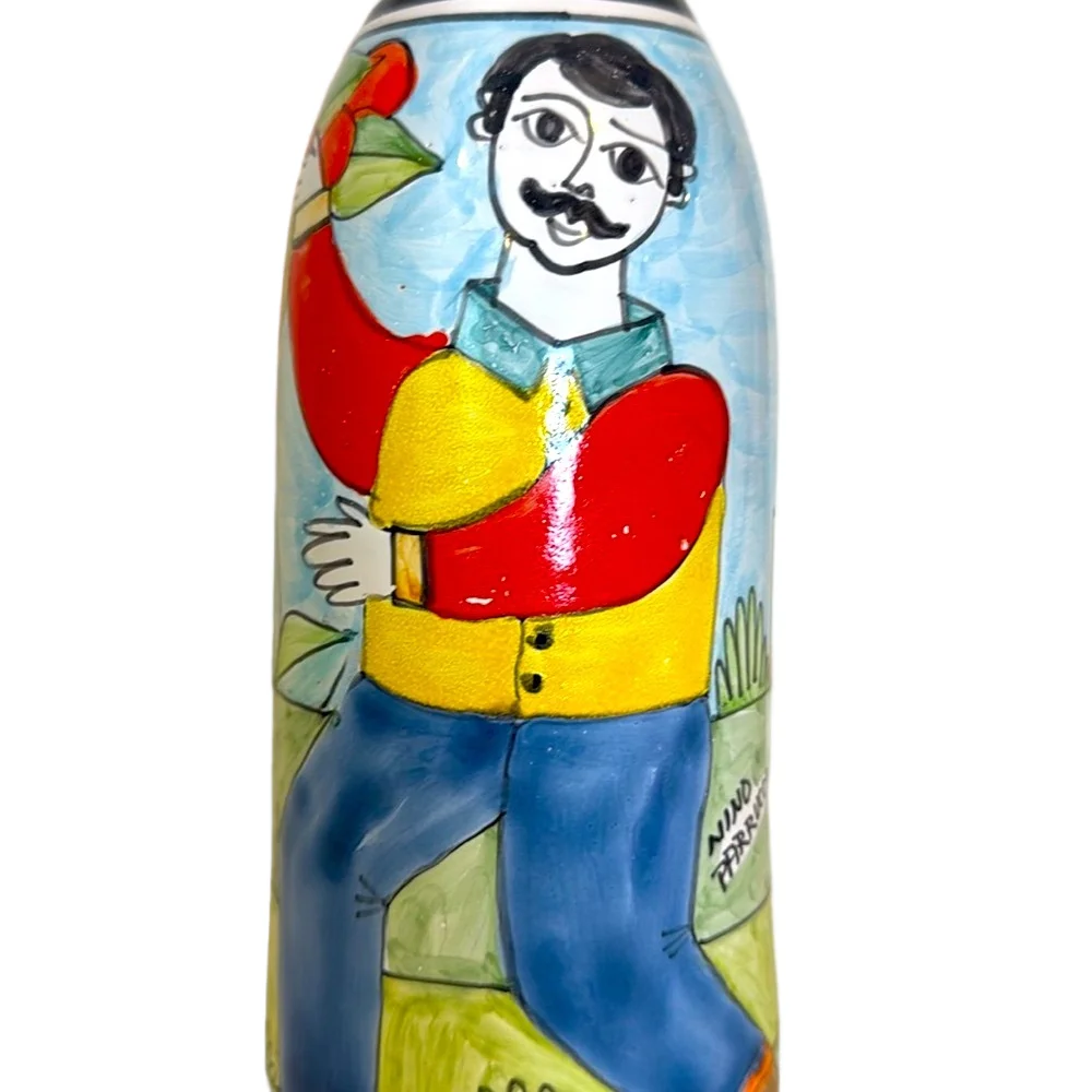 Nino Parrucca Italian Hand Painted Art Pottery Vase
